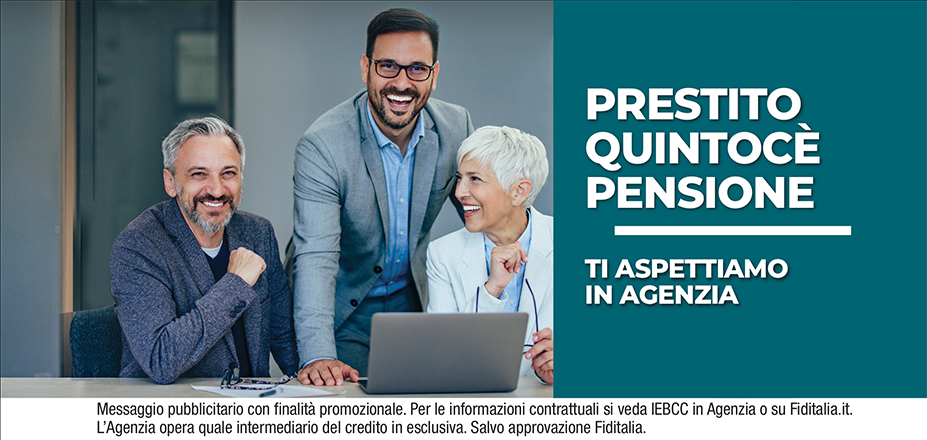 Agenzia Spazio Prestiti Fiditalia | Pescara, Chieti Scalo | Cessione del Quinto Quintocè - Un consulente dedicato per i progetti di dipendenti e pensionati. Messaggio pubblicitario con finalità promozionale. Per le informazioni contrattuali si veda IEBCC in Agenzia o su Fiditalia. it. L’Agenzia opera quale intermediario del credito in esclusiva. Salvo approvazione Fiditalia.